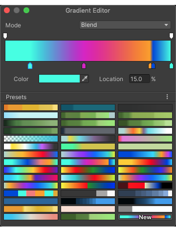 Using presets in the Gradient Editor