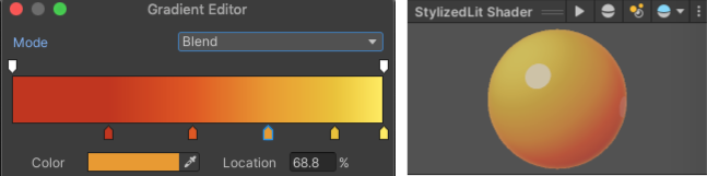 Gradient Editor in Blend mode — the color bands have distinct boundaries