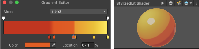 Gradient Editor in Blend mode with partially tight color stops