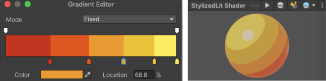 Gradient Editor in Fixed mode — the color bands have distinct boundaries